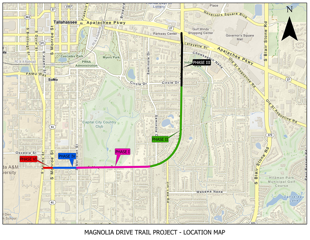 Magnolia Drive Trail Project Location Map