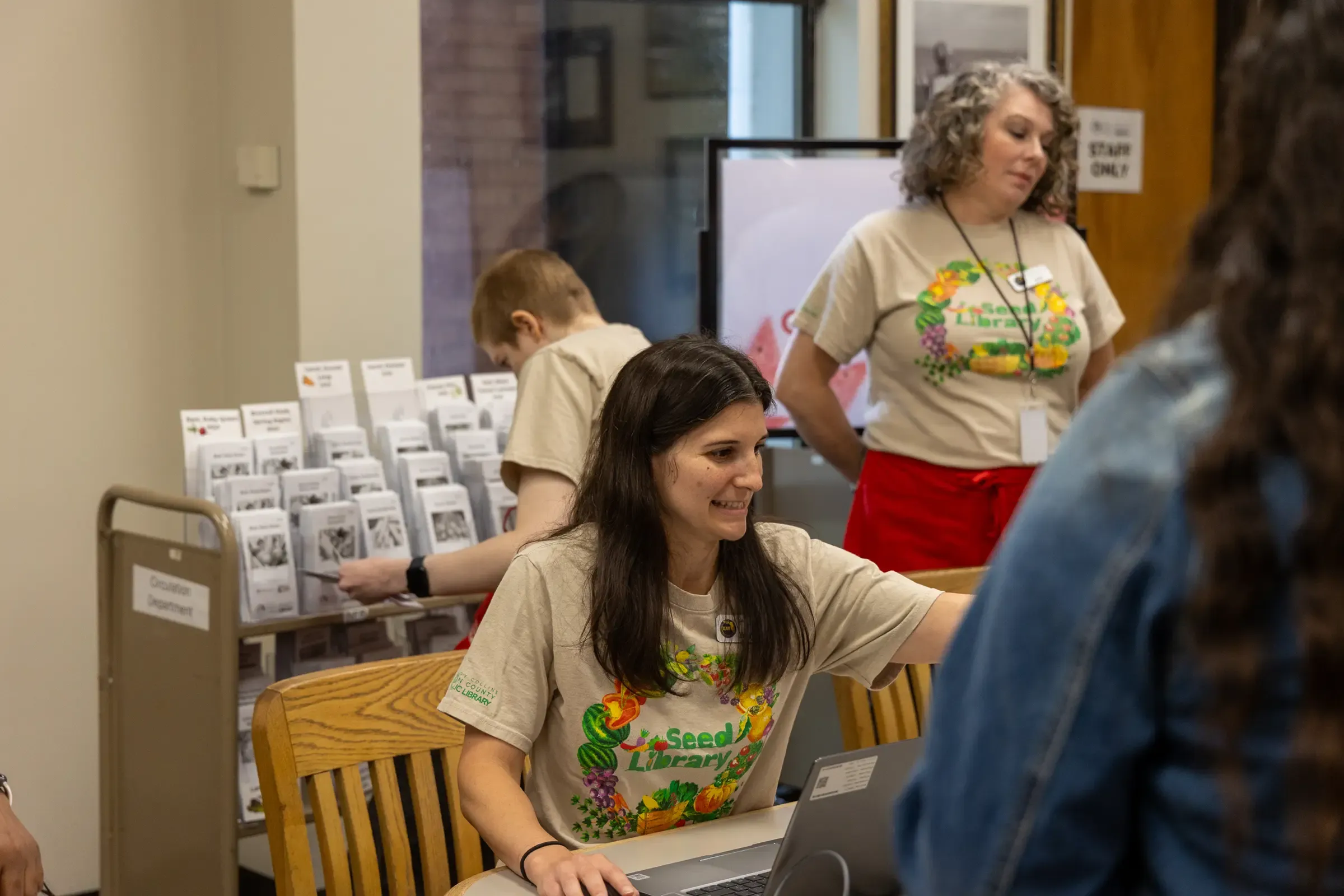 Library staffers on the job