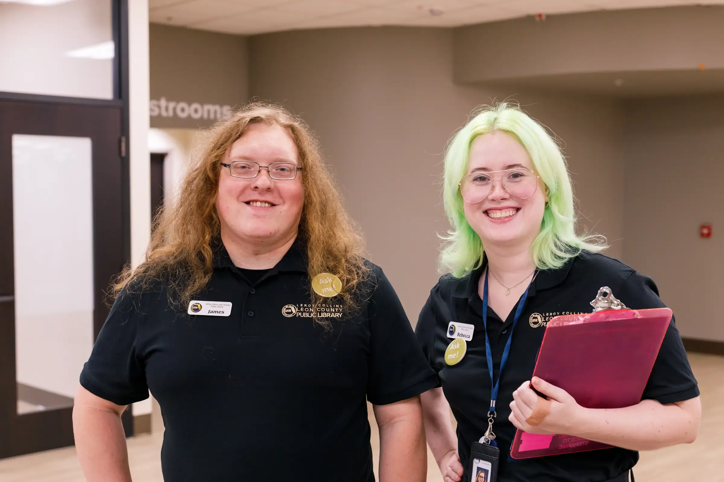 Library staffers on the job