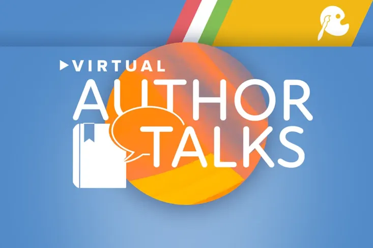 "Virtual Author Talks" text-based graphic